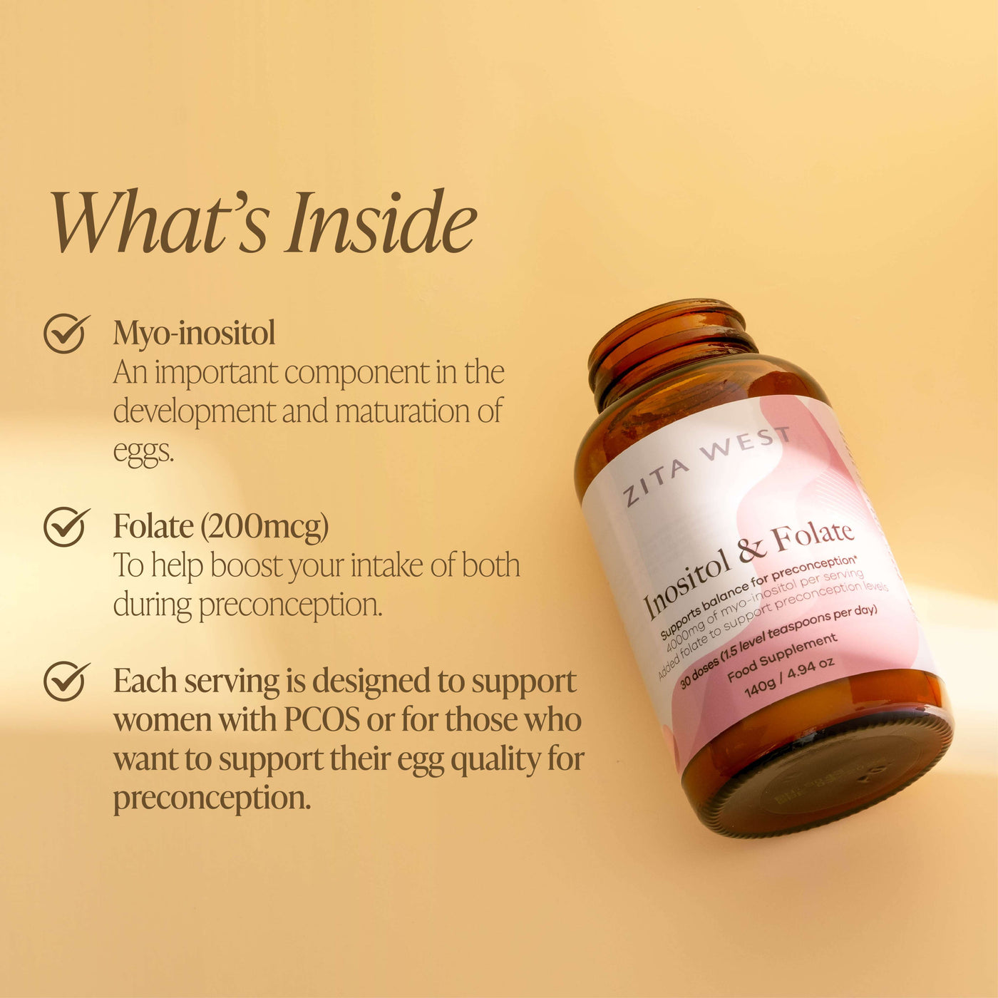 Inositol and Folate Supplement - Support for Hormonal Balance, Egg Quality and Sperm Health