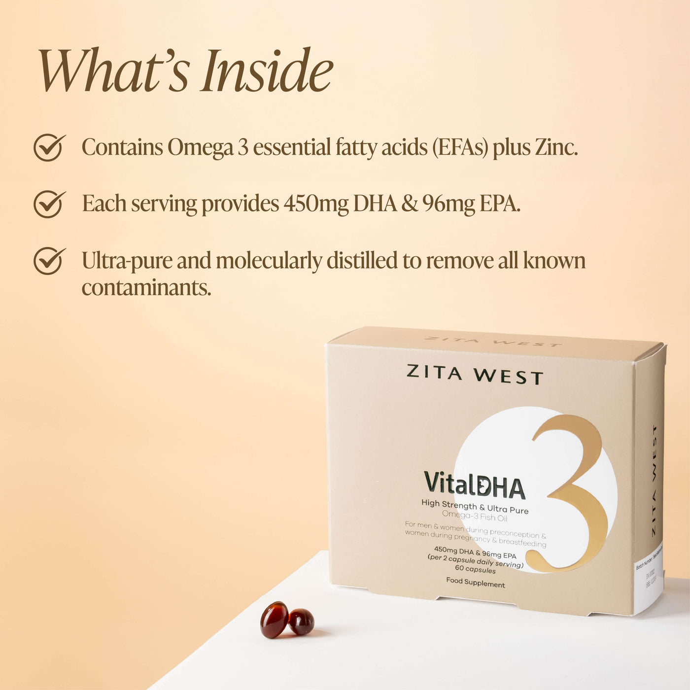 Vital DHA - Premium Omega - Supplement for Men and Women: Preconception, Pregnancy and Postnatal