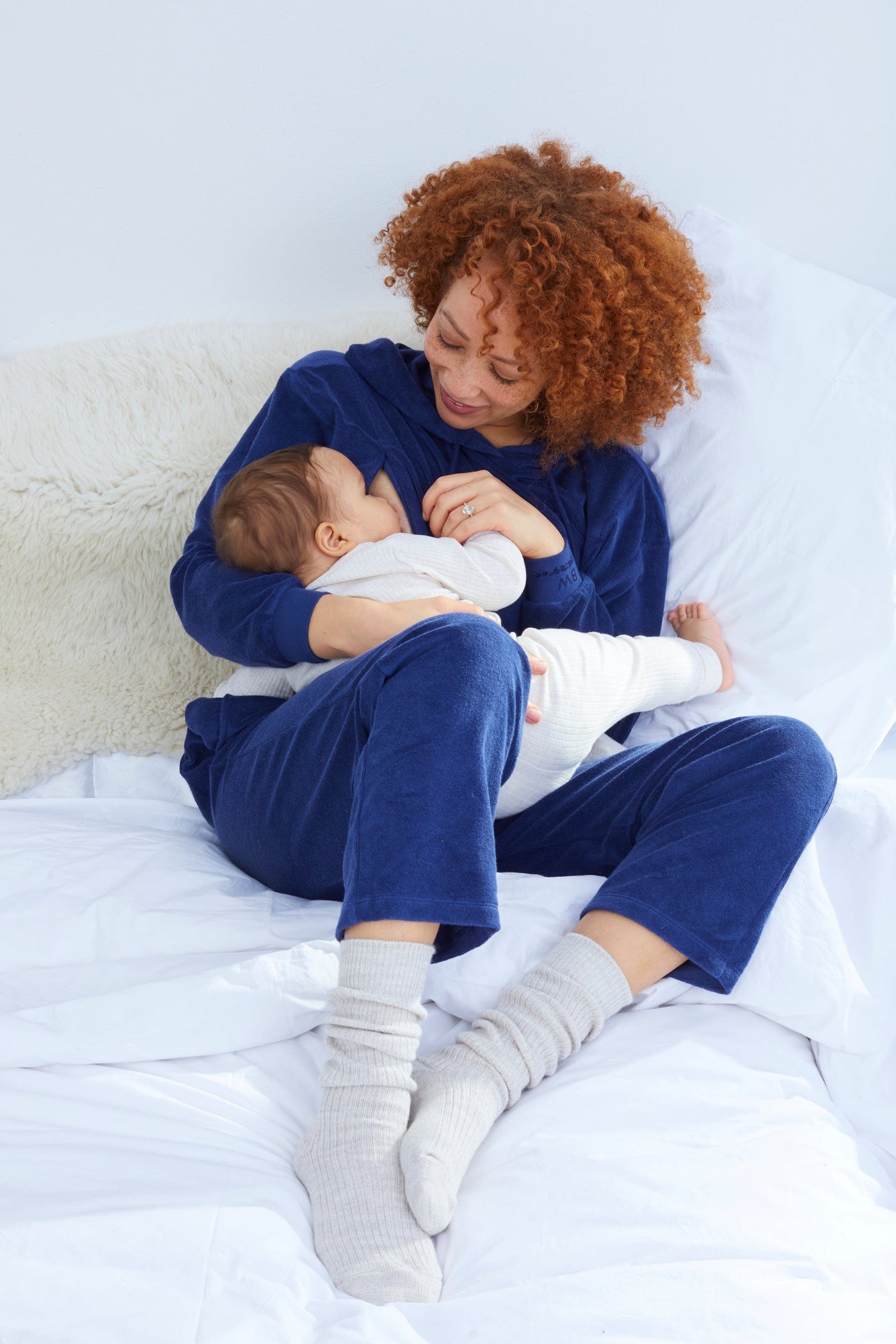Zita West Baba West Navy Organic Cotton Towelling Postnatal Two-piece