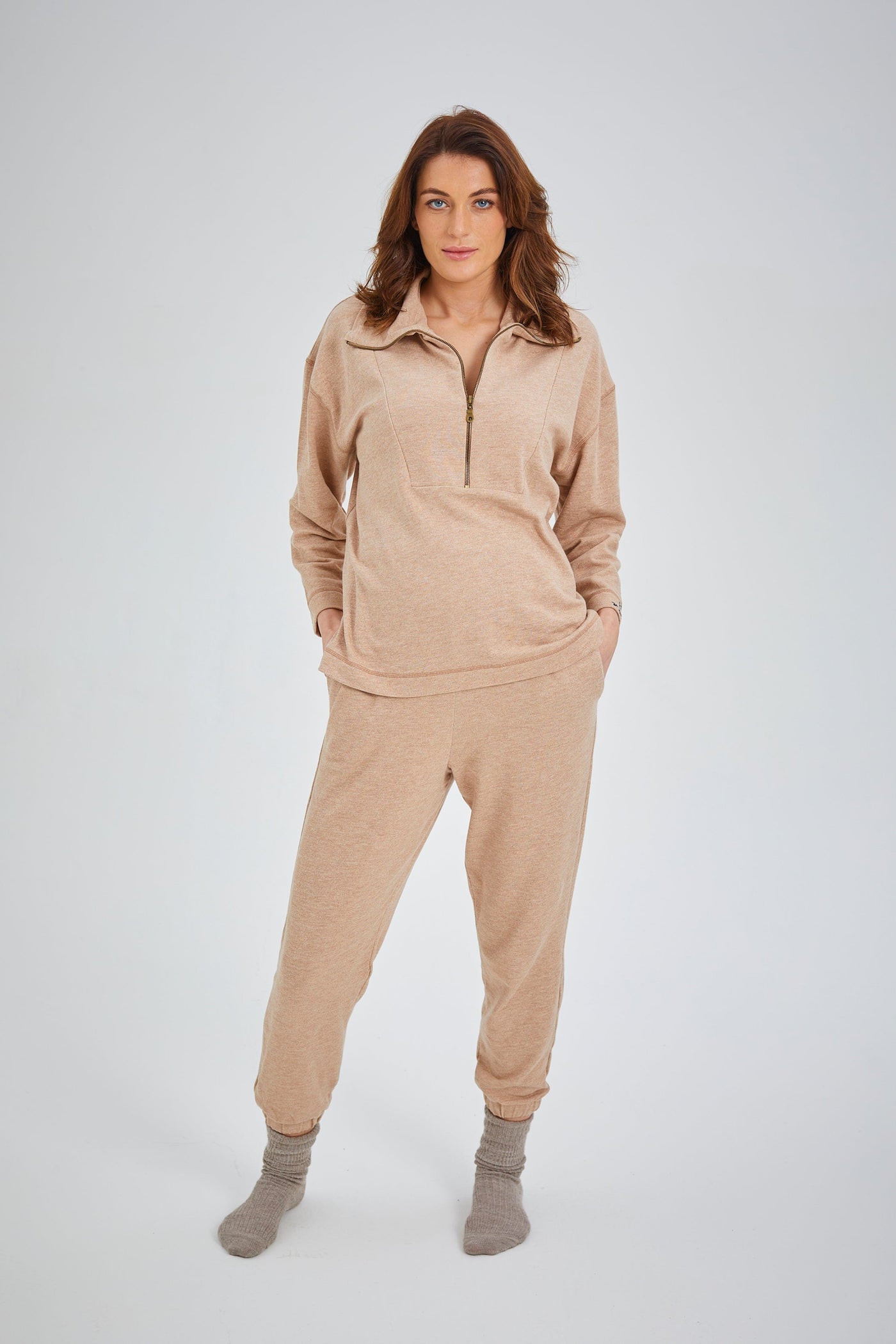 Zita West Baba West Organic Cotton Camel Maternity Two-piece