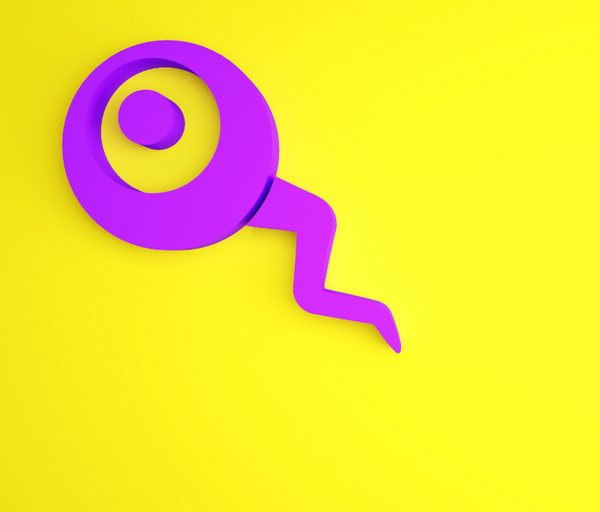 3D illustration of a purple sperm cell