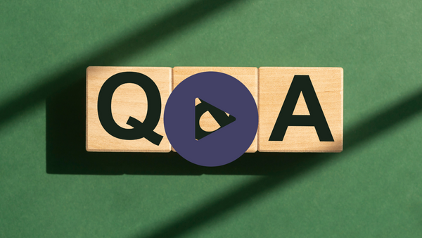 Video thumbnail with wooden tiles spelling Q&A on a green background