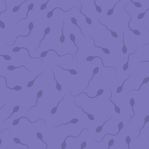 Purple illustrated pattern of sperm cells swimming