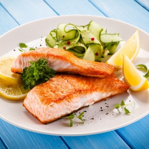 Chilli-Glazed Salmon with Cucumber Lime Salad