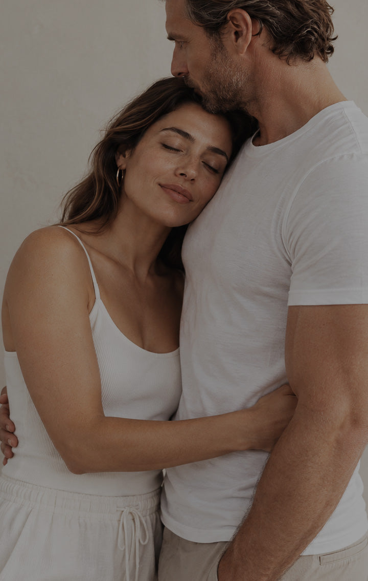 A couple embracing
