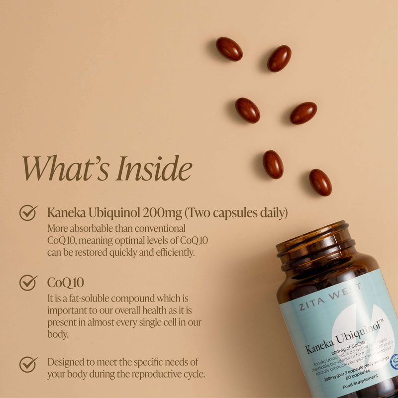 Zita West Kaneka Ubiquinol CoQ10 200mg (per two capsule serving)