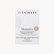 Zita West Menceive supplement packaging on a white background