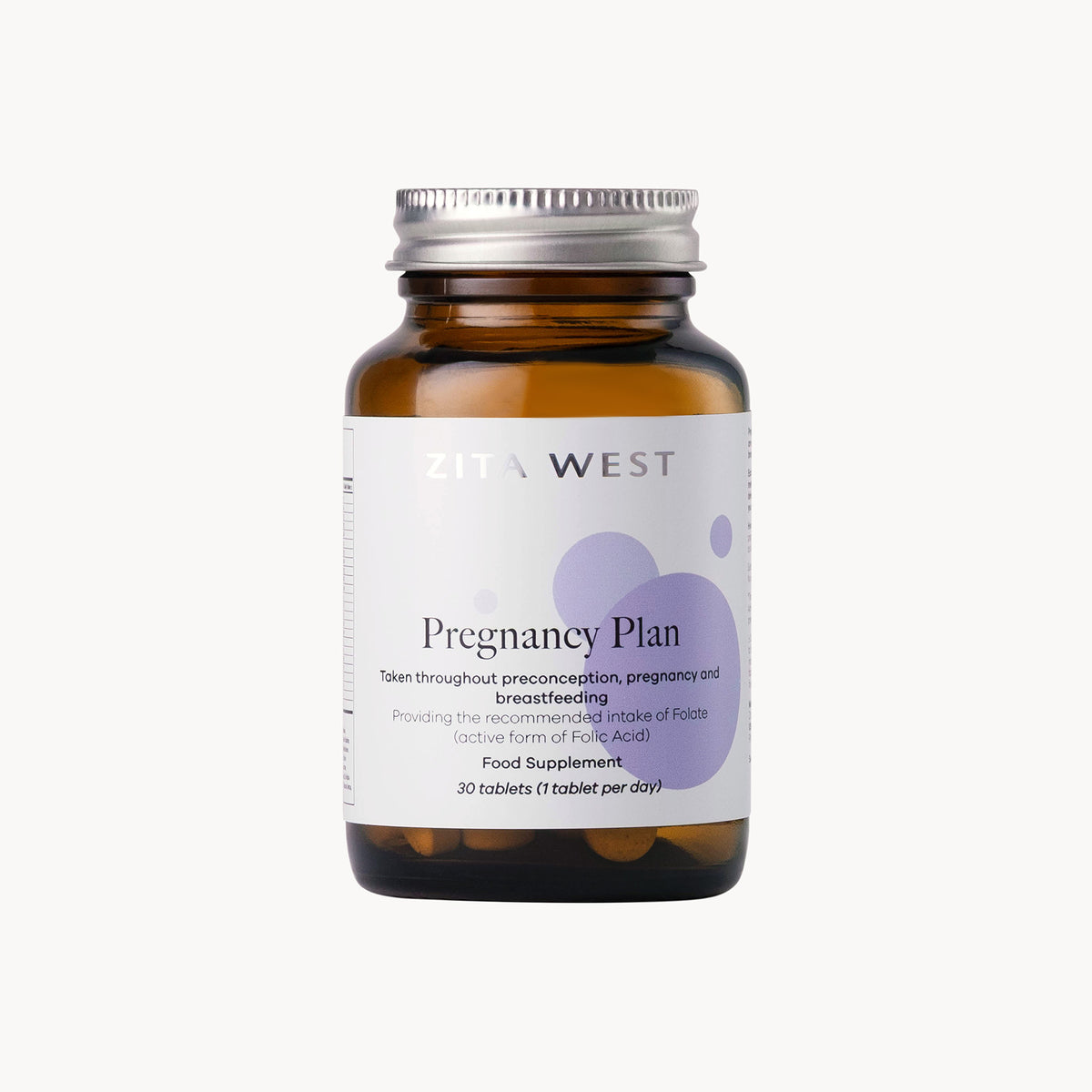 Brown supplement bottle labeled 'Pregnancy Plan' on a white background